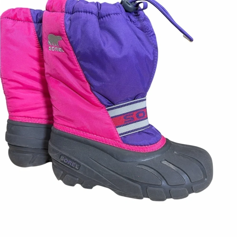 Sorel Purple and Pink Kids' Winter Waterproof Boots in Size 2.